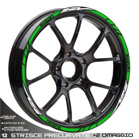 RIM WHEEL STICKERS SPORT WHITE GREEN SUZUKI SV 650