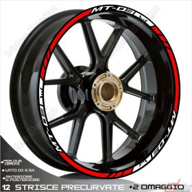 RIM WHEEL STICKERS DECALS SPORT WHITE RED FOR 321 MT-03