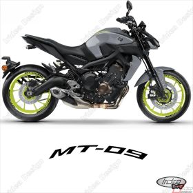 RIM WHEEL STICKERS SPORT BLACK WHITE FOR YAMAHA MT09 850