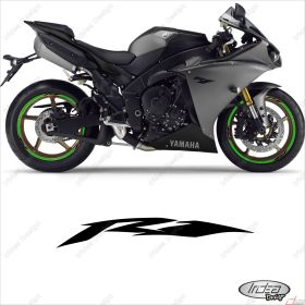 RIM WHEEL STICKERS SPORT BLACK GREEN FOR YAMAHA YZF R1 1000