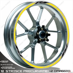 RIM WHEEL STICKERS SPORT BLACK YELLOW FOR YAMAHA YZF R1 1000