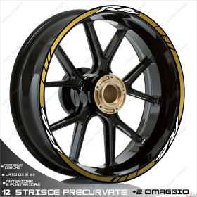 RIM WHEEL STICKERS DECALS SPORT WHITE GOLD FOR YAMAHA YZF R6 600