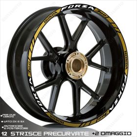 PROFILI ADESIVI SPORT CERCHIO RUOTA GRAFICA STICKERS HONDA FORZA 300 BIANCO ORO