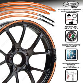 SET PROFILI CERCHIO ADESIVI RUOTA SPORT WHEEL NERO ARANCIO