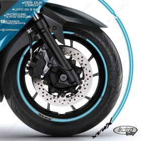 SET PROFILI CERCHIO ADESIVI RUOTA SPORT NERO AZZURRO