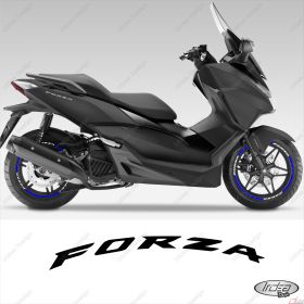 SET OF RIM WHEEL STICKERS DECALSSPORT LINE HONDA FORZA 125 WHITE BLUE
