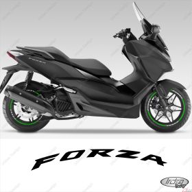 SET OF RIM WHEEL STICKERS DECALSSPORT LINE HONDA FORZA 125 WHITE GREEN