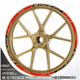SET OF RIM WHEEL STICKERS DECALS SPORT LINE BMW C650 GT BLACK RED