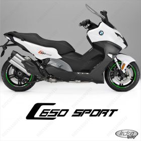 SET OF RIM WHEEL STICKERS DECALSSPORT LINE BMW C650 SPORT WHITE GREEN