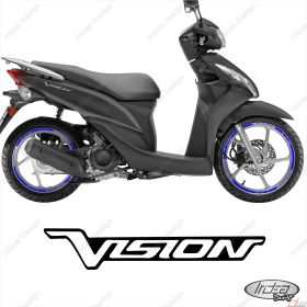 SET OF RIM WHEEL STICKERS DECALS SPORT LINE HONDA VISION 110 BLUE