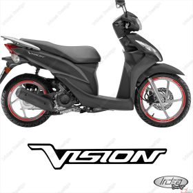 PROFILI ADESIVI SPORT CERCHIO RUOTA GRAFICA STICKERS HONDA VISION 110 ROSSO