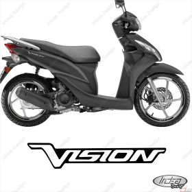 SET OF RIM WHEEL STICKERS DECALS SPORT LINE HONDA VISION 110 WHITE BLACK