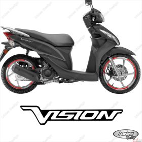 PROFILI ADESIVI SPORT CERCHIO GRAFICA STICKERS HONDA VISION 110 BIANCO ROSSO