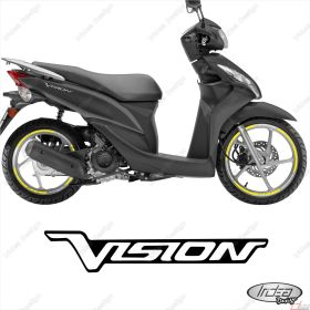 PROFILI ADESIVI SPORT CERCHIO GRAFICA STICKERS HONDA VISION 110 BIANCO GIALLO