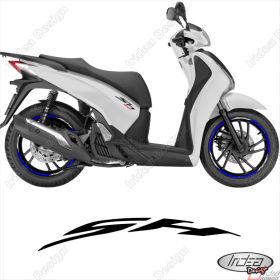 ENSEMBLE AUTOCOLLANTS ADHESIFS LIGNE SPORT HONDA SH 125 150 300 BLANC BLEU