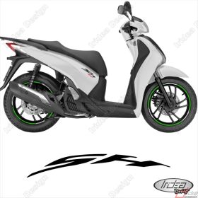 SET OF RIM WHEEL STICKERS DECALS SPORT LINE HONDA SH 125 150 300 WHITE GREEN