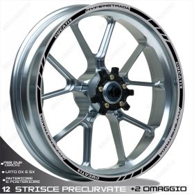 SET OF RIM WHEEL STICKERS DECALS SPORT LINE DUCATI HYPERSTRADA BLACK