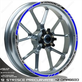 SET OF RIM WHEEL STICKERS DECALS SPORT LINE BMW S 1000 RR BLACK BLUE
