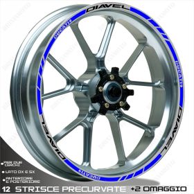 ENSEMBLE AUTOCOLLANTS ADHESIFS LIGNE SPORT DUCATI DIAVEL NOIR BLEU