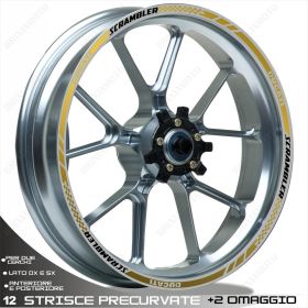 PROFILI ADESIVI SPORT CERCHIO RUOTA DUCATI SCRAMBLER CAFE RACER 17-17 NERO ORO
