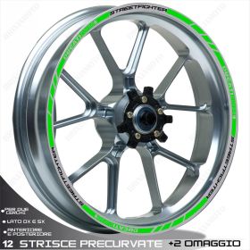 SET OF RIM WHEEL STICKERS DECALS SPORT LINE DUCATI STREETFIGHTER BLACK GREEN