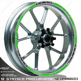 SET OF RIM WHEEL STICKERS DECALS SPORT LINE DUCATI DIAVEL BLACK GREEN