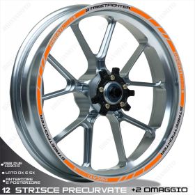 SET OF RIM WHEEL STICKERS DECALS SPORT LINE DUCATI STREETFIGHTER BLACK ORANGE