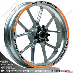 SET OF RIM WHEEL STICKERS DECALS SPORT LINE HONDA NC750X BLACK ORANGE