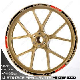 SET OF RIM WHEEL STICKERS DECALS SPORT LINE BMW K1300S BLACK RED