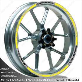 PROFILI ADESIVI SPORT CERCHIO RUOTA GRAFICA STICKERS DUCATI DIAVEL NERO GIALLO