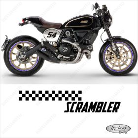 SET OF RIM WHEEL STICKERS SPORT LINE DUCATI SCRAMBLER CAFE RACER 17-17 BLUE