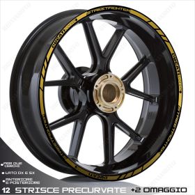 SET OF RIM WHEEL STICKERS DECALS SPORT LINE DUCATI STREETFIGHTER GOLD