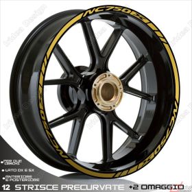 SET OF RIM WHEEL STICKERS DECALS SPORT LINE HONDA NC750X GOLD