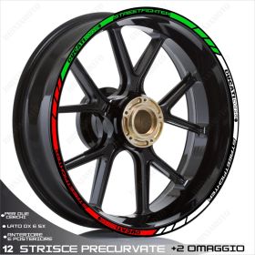 SET OF RIM WHEEL STICKERS SPORT LINE DUCATI STREETFIGHTER ITALIAN TRICOLOR