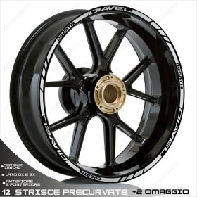 SET OF RIM WHEEL STICKERS DECALS SPORT LINE DUCATI DIAVEL SILVER