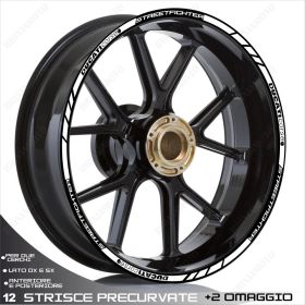 SET OF RIM WHEEL STICKERS DECALS SPORT LINE DUCATI STREETFIGHTER WHITE