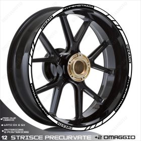 PROFILI ADESIVI SPORT CERCHIO RUOTA GRAFICA STICKERS DUCATI HYPERSTRADA BIANCO