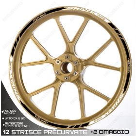 SET OF RIM WHEEL STICKERS DECALS SPORT LINE APRILIA SHIVER 750 WHITE BLACK
