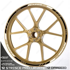 SET OF RIM WHEEL STICKERS DECALS SPORT LINE BMW K1300R WHITE BLACK