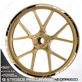 SET OF RIM WHEEL STICKERS DECALS SPORT LINE BMW R1200R LC WHITE BLACK