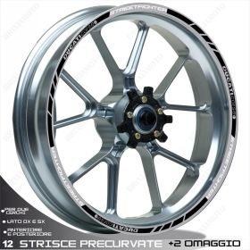 SET OF RIM WHEEL STICKERS DECALS SPORT LINE DUCATI STREETFIGHTER WHITE BLACK
