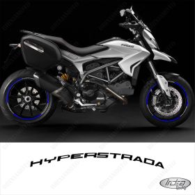 ENSEMBLE AUTOCOLLANTS ADHESIFS LIGNE SPORT DUCATI HYPERSTRADA BLANC BLEU