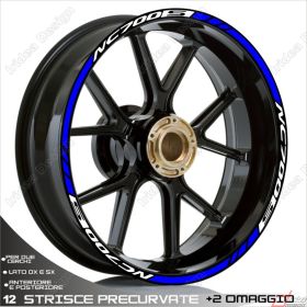 SET OF RIM WHEEL STICKERS DECALSSPORT LINE HONDA NC700S WHITE BLUE