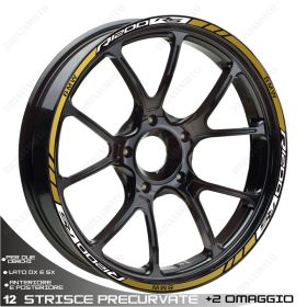 PROFILI ADESIVI SPORT CERCHIO RUOTA STICKERS BMW R1200 RS BIANCO ORO