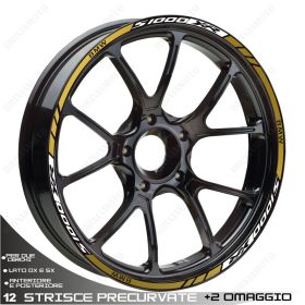SET OF RIM WHEEL STICKERS DECALS SPORT LINE BMW S1000 XR WHITE GOLD