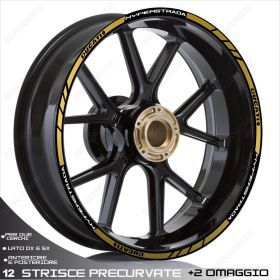 PROFILI ADESIVI SPORT CERCHIO RUOTA STICKERS DUCATI HYPERSTRADA BIANCO ORO