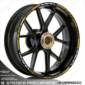 SET OF RIM WHEEL STICKERS DECALSSPORT LINE DUCATI DIAVEL WHITE GOLD