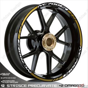 SET OF RIM WHEEL STICKERS DECALSSPORT LINE HONDA NC700X WHITE GOLD