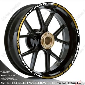 SET OF RIM WHEEL STICKERS DECALSSPORT LINE HONDA NC700S WHITE GOLD
