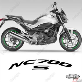 SET OF RIM WHEEL STICKERS DECALSSPORT LINE HONDA NC700S WHITE GREEN